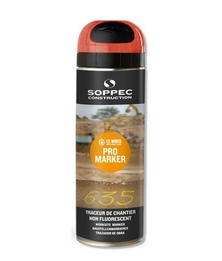 Pro marker Traceur et bombe peinture de chantier Rouge SOPPEC Promarker