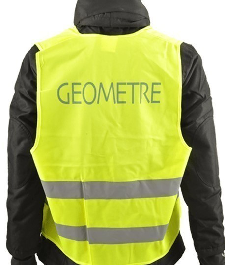 Gilet haute visibilité, Jaune Fluo, Marque Géomètre, Equipement de chantier, Topographie-lepont.fr