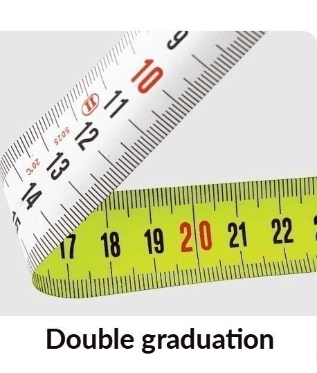 Ruban de mesure fluorescent double graduation