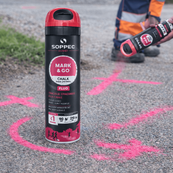 Traceur éphémère fluorescent à la craie MARKANDGO - Traceurs SOPPEC