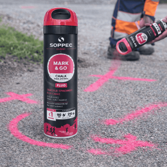 Traceur éphémère fluorescent à la craie MARKANDGO - Traceurs SOPPEC