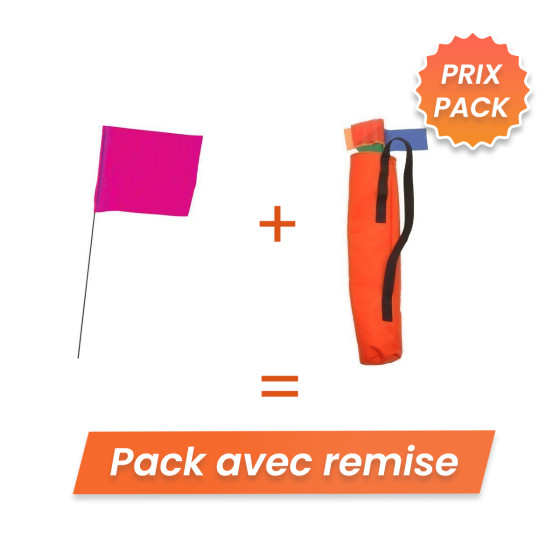 Pack drapeau de repérage rose + sac - Lepont Equipements, matériel de topographie